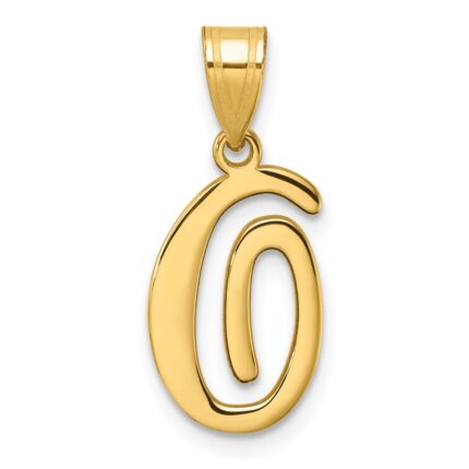 14K Script Letter O Initial Pendant