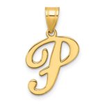 14K Script Letter P Initial Pendant