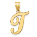 14K Script Letter T Initial Pendant