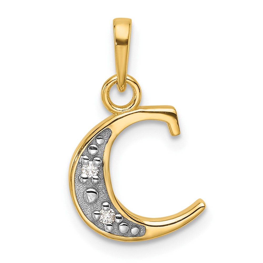 YC1541C.jpg 14K with Rhodium Diamond Letter C Initial Pendant - Image 1