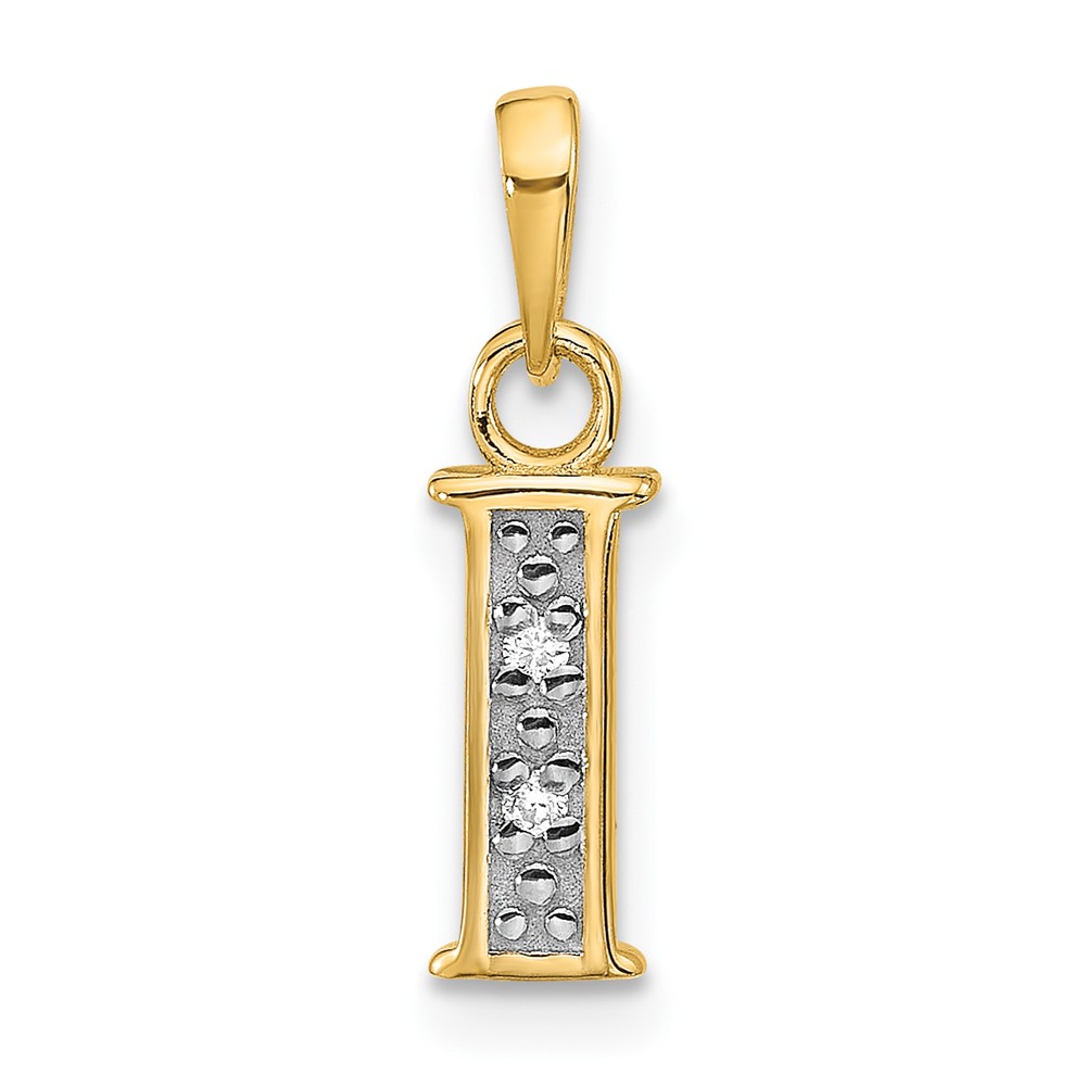 YC1541I.jpg 14K with Rhodium Diamond Letter I Initial Pendant - Image 1