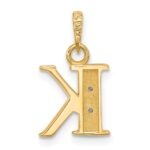 14K with Rhodium Diamond Letter K Initial Pendant - Image 3