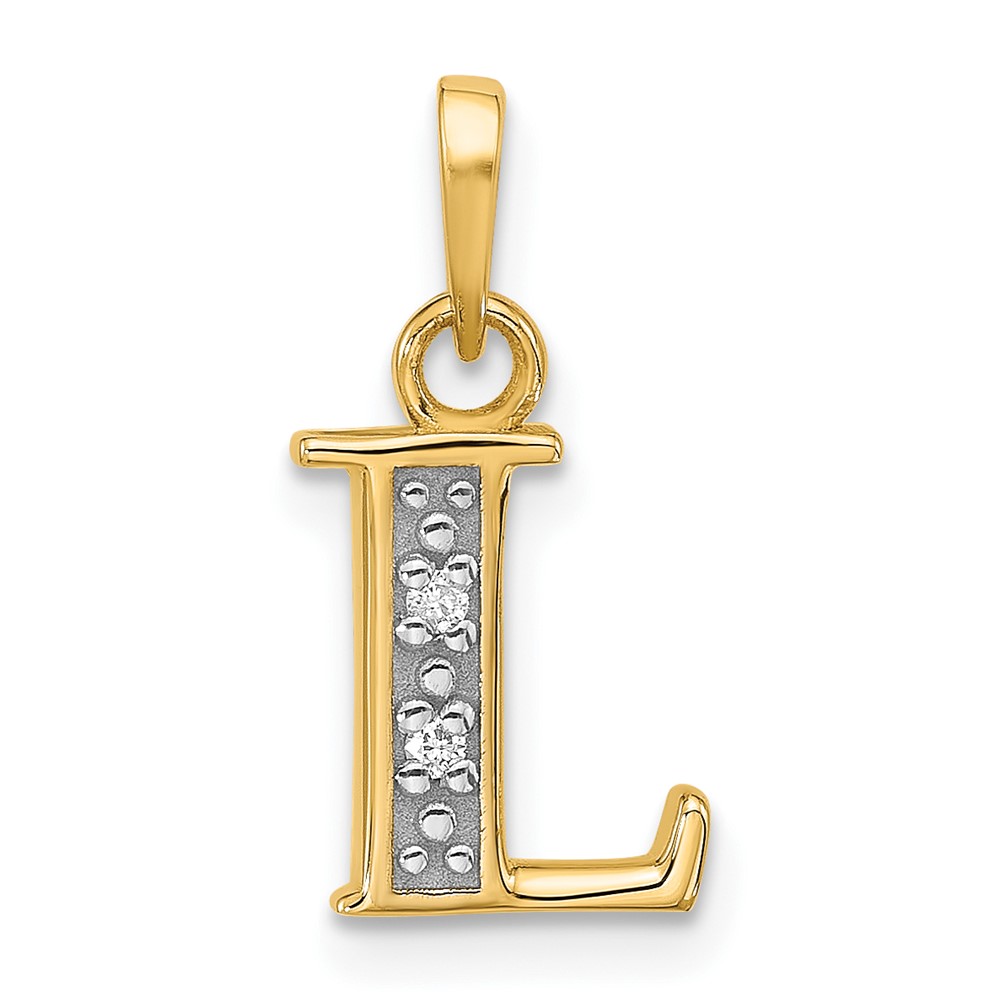 YC1541L.jpg 14K with Rhodium Diamond Letter L Initial Pendant - Image 1