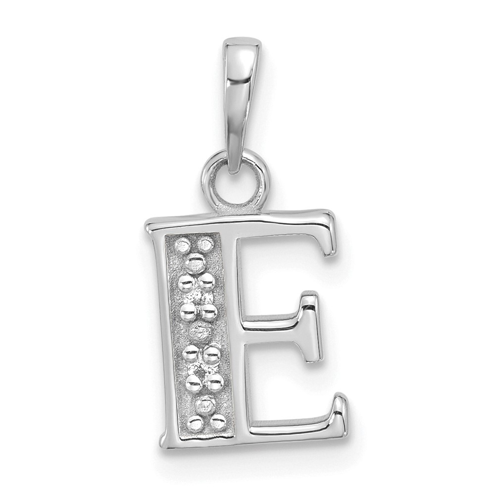 YC1541WE.jpg 14K White Gold Diamond Letter E Initial Pendant - Image 1