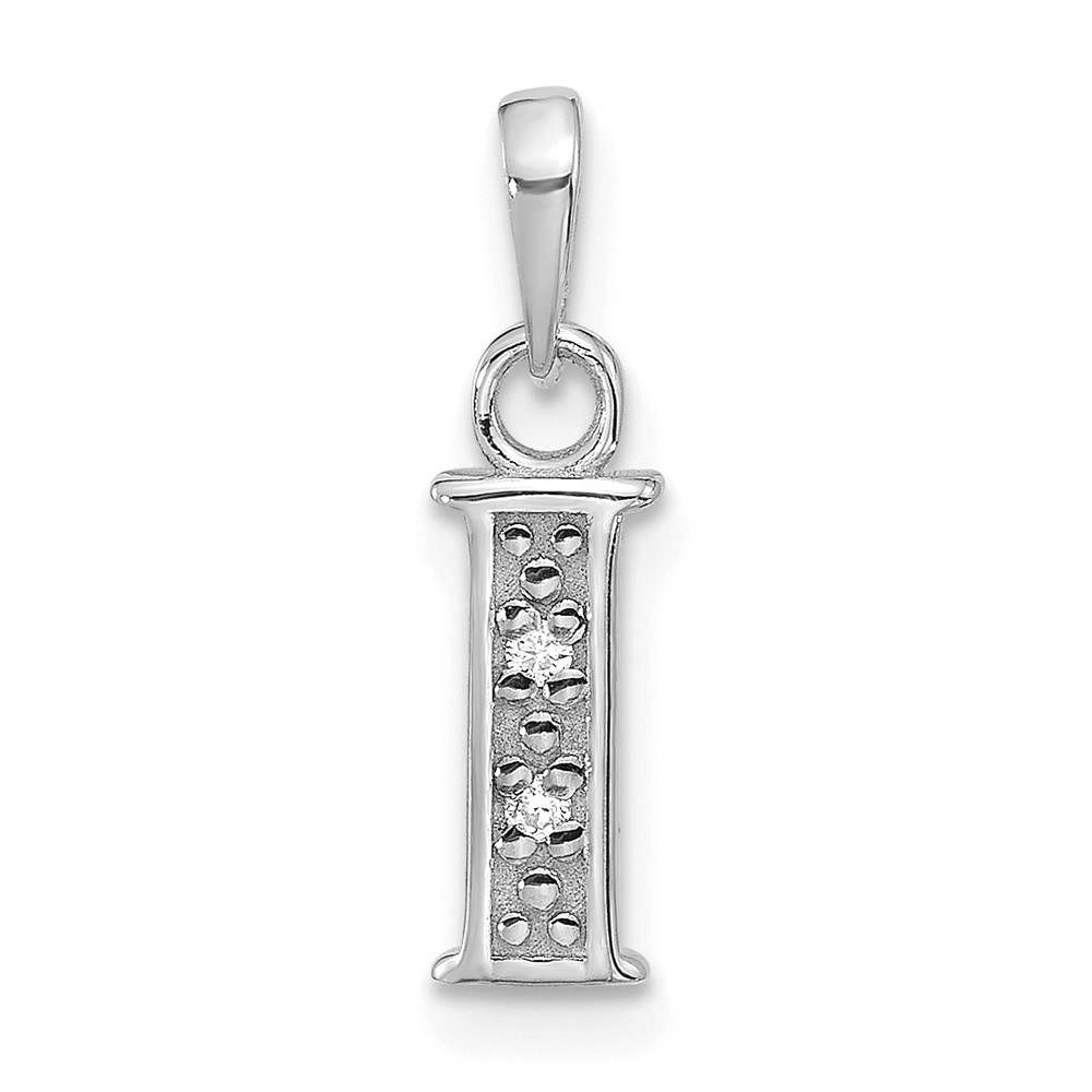 YC1541WI.jpg 14K White Gold Diamond Letter I Initial Pendant - Image 1