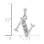 14K White Gold Diamond Letter N Initial Pendant - Image 4