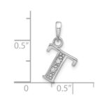 14K White Gold Diamond Letter T Initial Pendant - Image 4