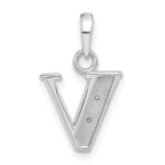 14K White Gold Diamond Letter V Initial Pendant - Image 3