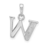 14K White Gold Diamond Letter W Initial Pendant - Image 3