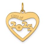 14K Polished CLASS OF 2025 Cut-Out Heart Charm
