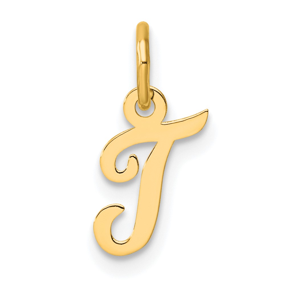 YC1553T.jpg 14K Small Script Letter T Initial Charm - Image 1