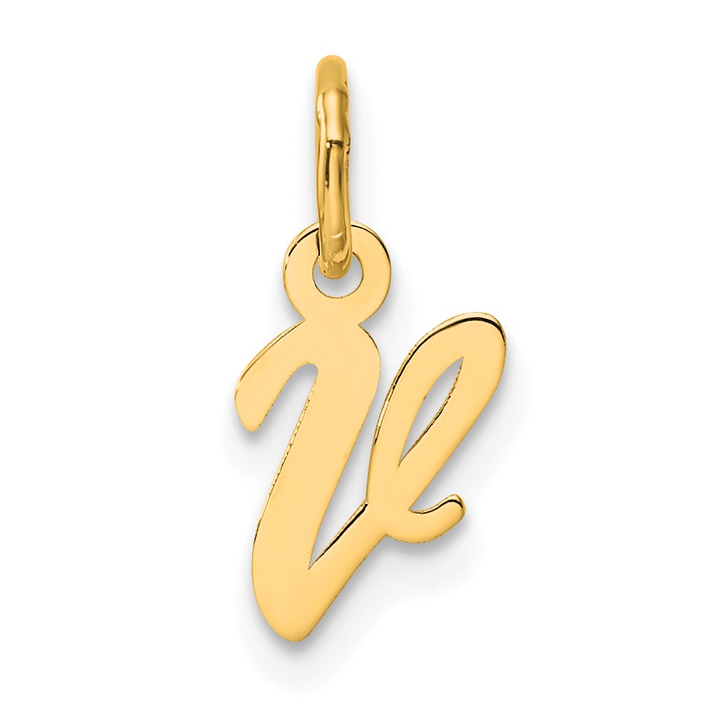 YC1553V.jpg 14K Small Script Letter V Initial Charm - Image 1