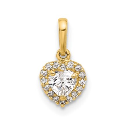 14K CZ Halo Heart Pendant