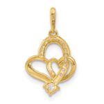 14k Polished CZ Double Heart Pendant - Image 3
