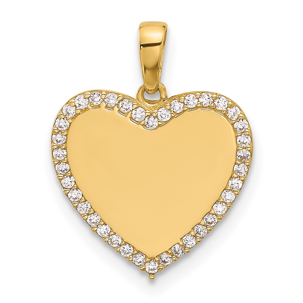 YC1562.jpg 14k Polished CZ Engravable Heart Pendant - Image 1