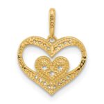 14k Polished CZ Heart in Heart Pendant - Image 3