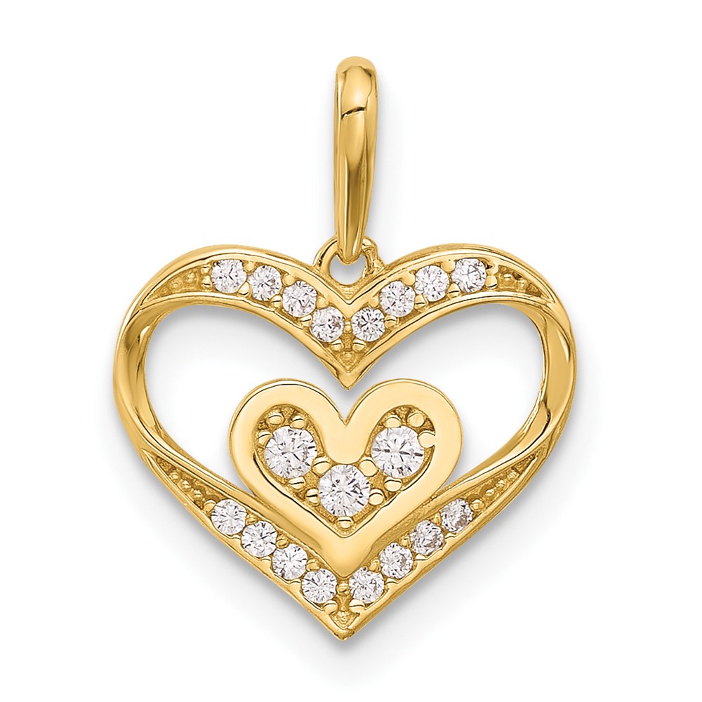 YC1564.jpg 14k Polished CZ Heart in Heart Pendant - Image 1