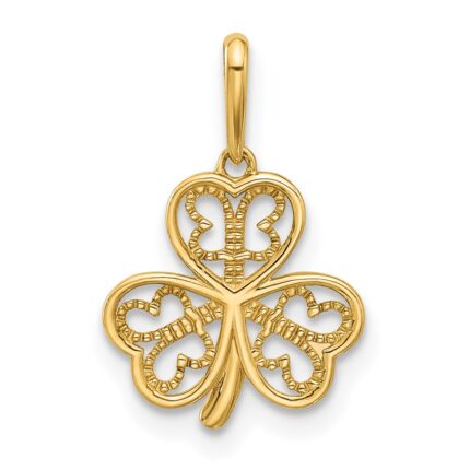 14k Polished Three Leaf Clover Pendant
