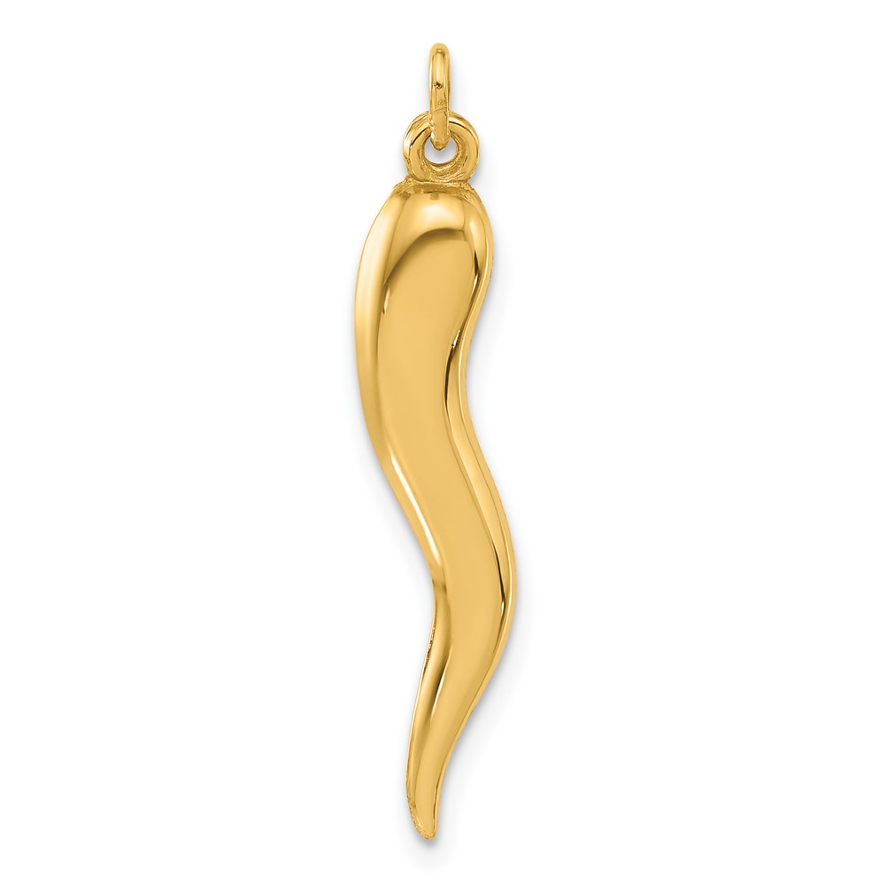 YC1582.jpg 14k Polished Hollow 3-D Italian Horn Pendant - Image 1