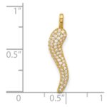 14k Polished CZ Large Italian Horn Pendant - Image 4