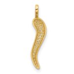14k Polished CZ Small Italian Horn Pendant - Image 3