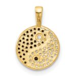 14k with Black Rhodium Black and Clear CZ Yin and Yang Pendant - Image 3