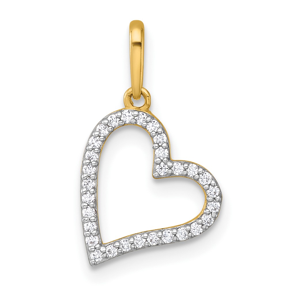 YC1604.jpg 14k Polished CZ Open Heart Charm / Pendant - Image 1