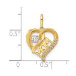 14k Polished White CZ MOM Open Heart Charm - Image 4