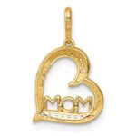 14k and Rhodium Polished White CZ Sideways Open Heart MOM Pendant - Image 3