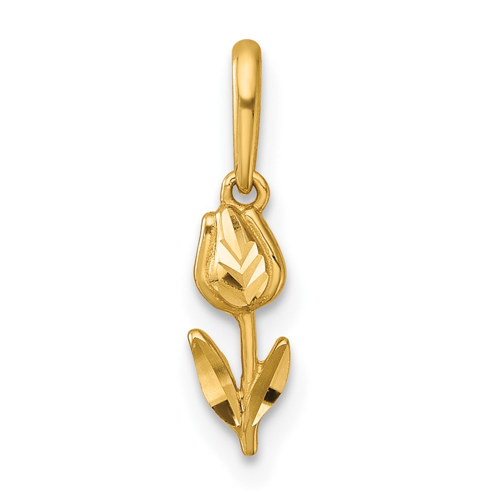 YC1611.jpg 14k Polished and Diamond-cut Tulip Charm - Image 1