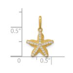 14k Polished and Textured CZ Starfish Charm / Pendant - Image 4