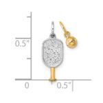 14k with White Rhodium Polished Pickleball Paddle and Ball 2-Piece Charm Pendant Set - Image 4