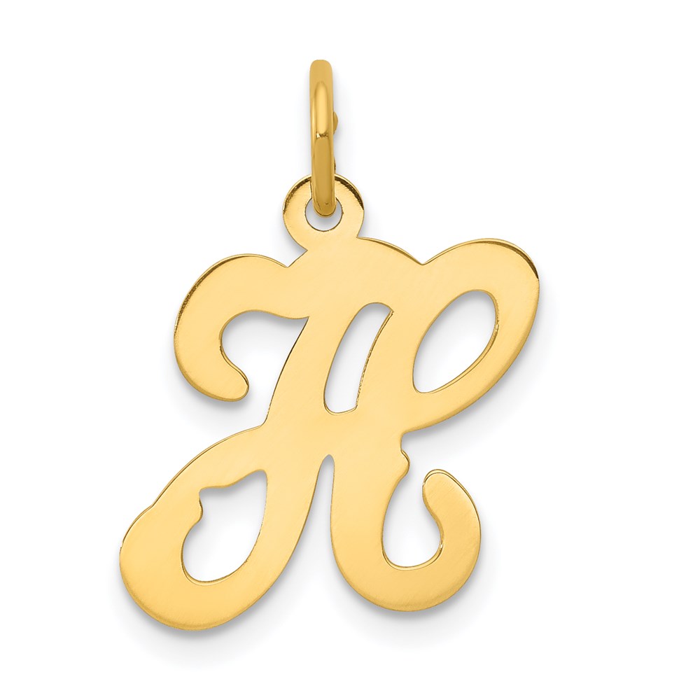 YC248H.jpg 14KY Script Letter H Initial Charm - Image 1