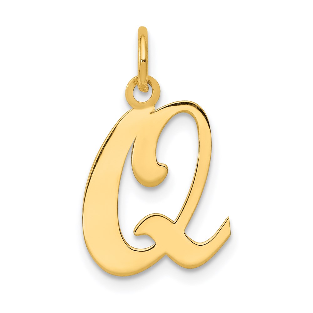 YC248Q.jpg 14KY Script Letter Q Initial Charm - Image 1