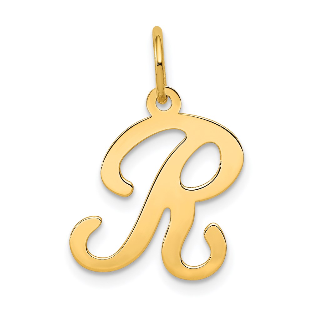YC248R.jpg 14KY Script Letter R Initial Charm - Image 1
