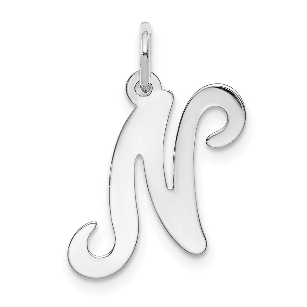 YC249N.jpg 14KW White Gold Script Letter N Initial Charm - Image 1
