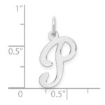14KW White Gold Script Letter P Initial Charm - Image 3