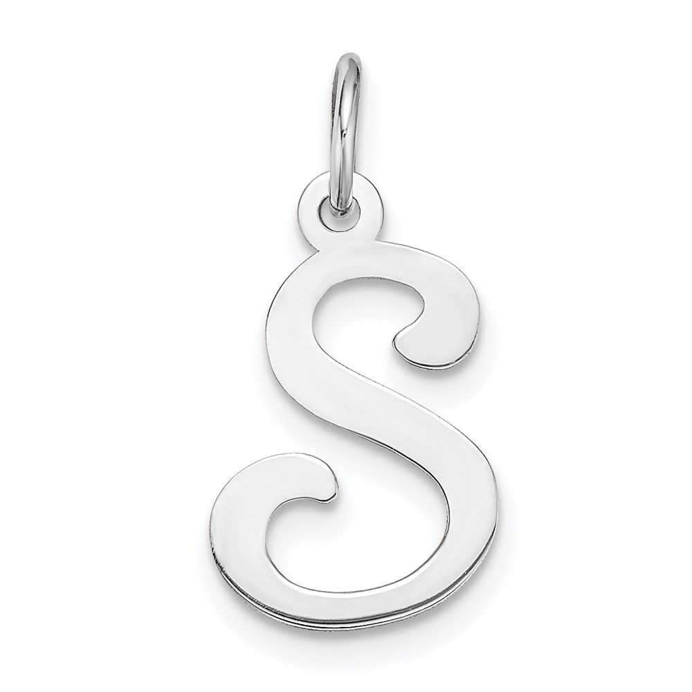 YC249S.jpg 14KW White Gold Script Letter S Initial Charm - Image 1