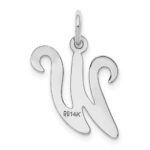 14KW White Gold Script Letter W Initial Charm - Image 4