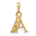 14KY with Rhodium Diamond Letter A Initial Pendant - Image 4
