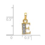 14KY with Rhodium Diamond Letter E Initial Pendant - Image 3