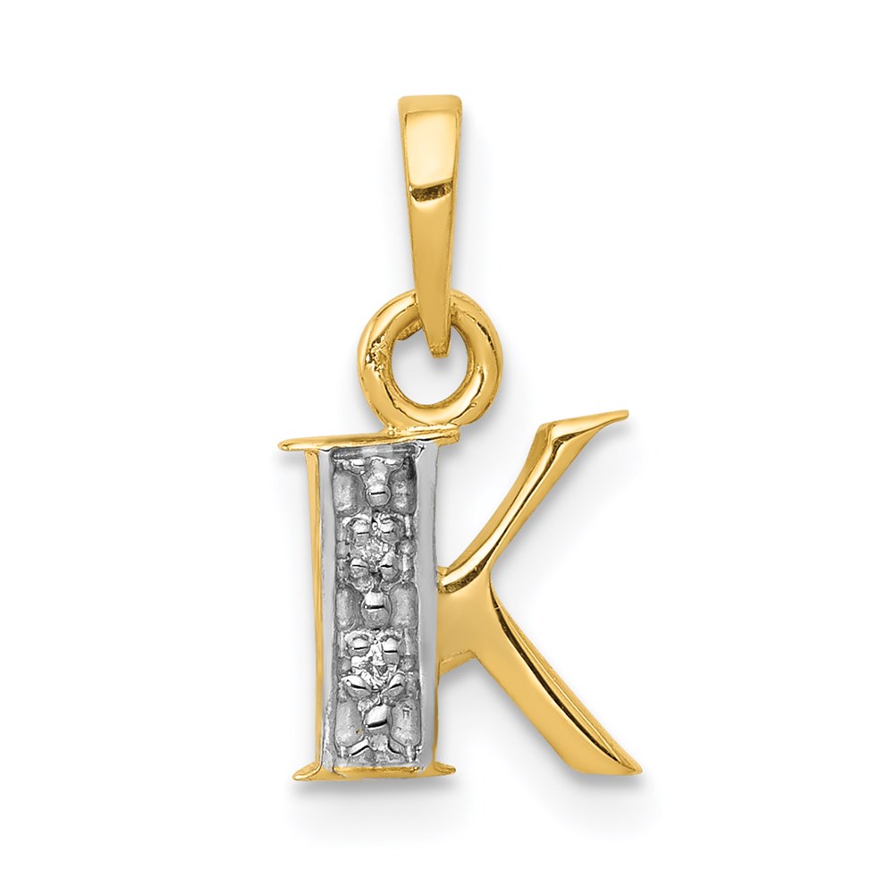 YC250K.jpg 14KY with Rhodium Diamond Letter K Initial Pendant - Image 1