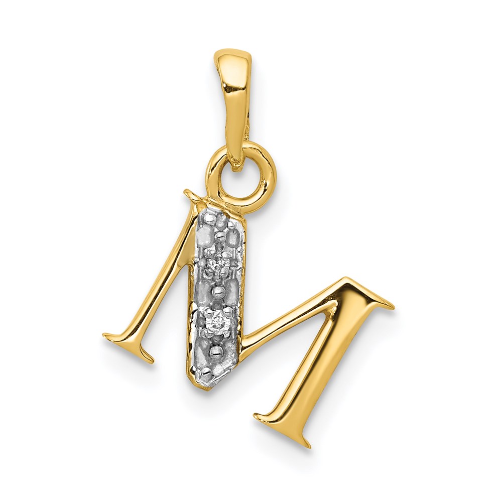 YC250M.jpg 14KY with Rhodium Diamond Letter M Initial Pendant - Image 1