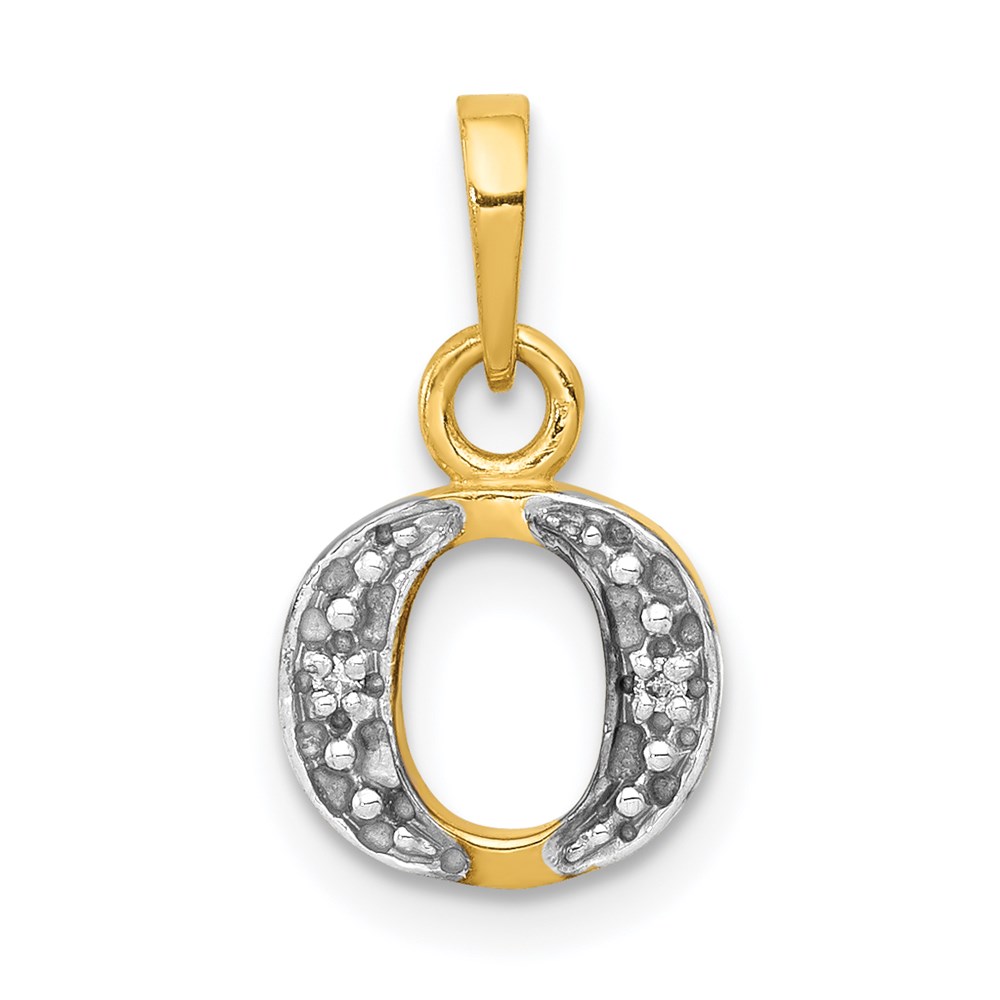 YC250O.jpg 14KY with Rhodium Diamond Letter O Initial Pendant - Image 1