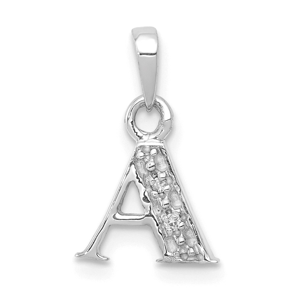 YC251A.jpg 14KW with Rhodium Diamond Letter A Initial Pendant - Image 1