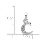 14KW with Rhodium Diamond Letter C Initial Pendant - Image 3