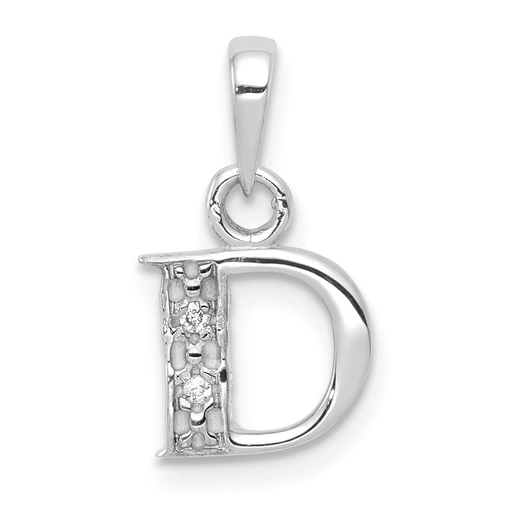 YC251D.jpg 14KW with Rhodium Diamond Letter D Initial Pendant - Image 1