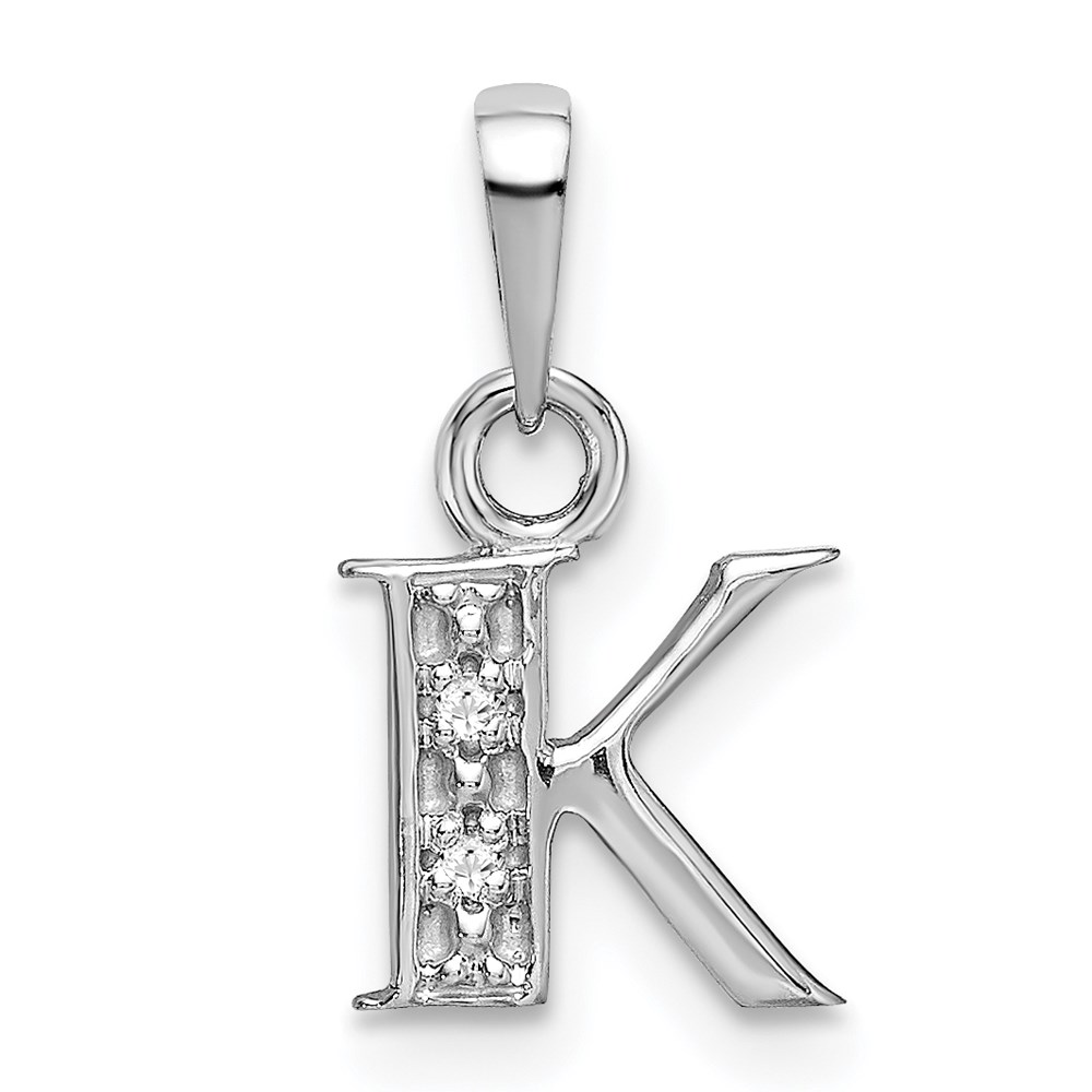 YC251K.jpg 14KW Rhodium-plated Diamond Letter K Initial Pendant - Image 1