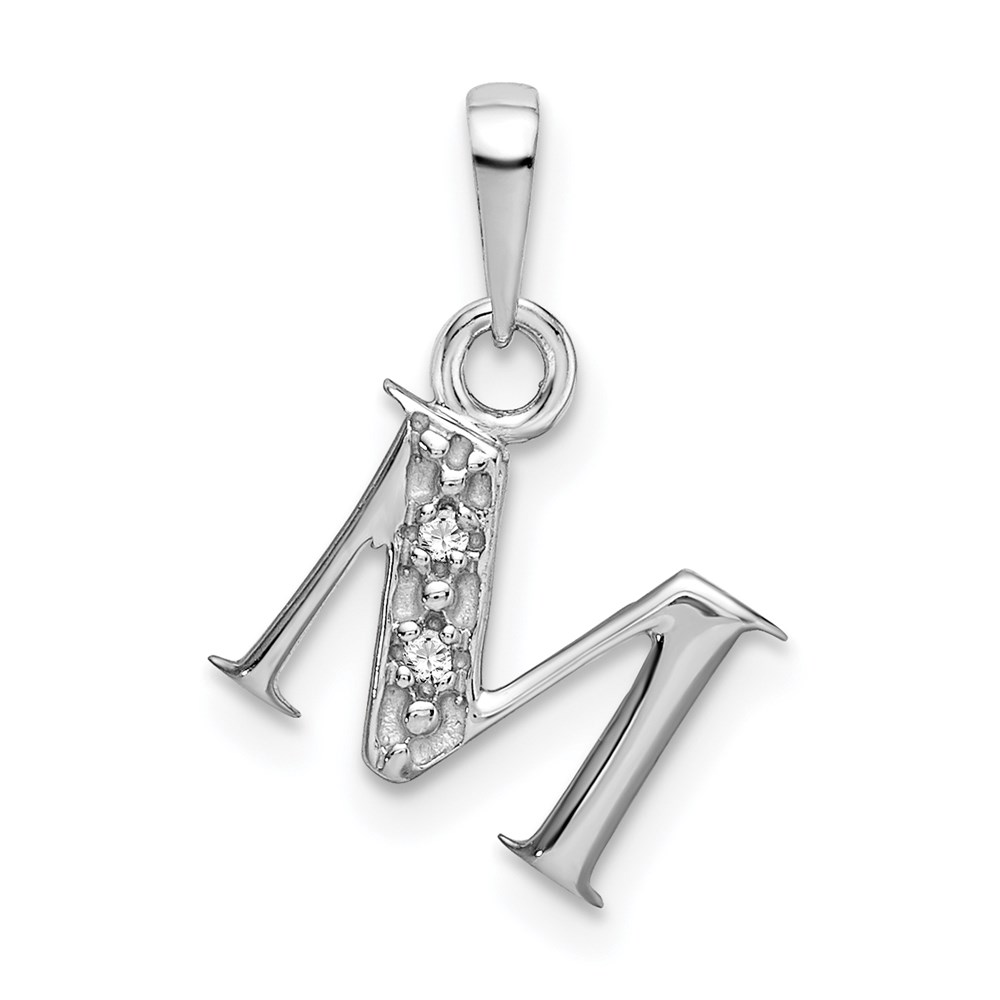 YC251M.jpg 14KW Rhodium-plated Diamond Letter M Initial Pendant - Image 1