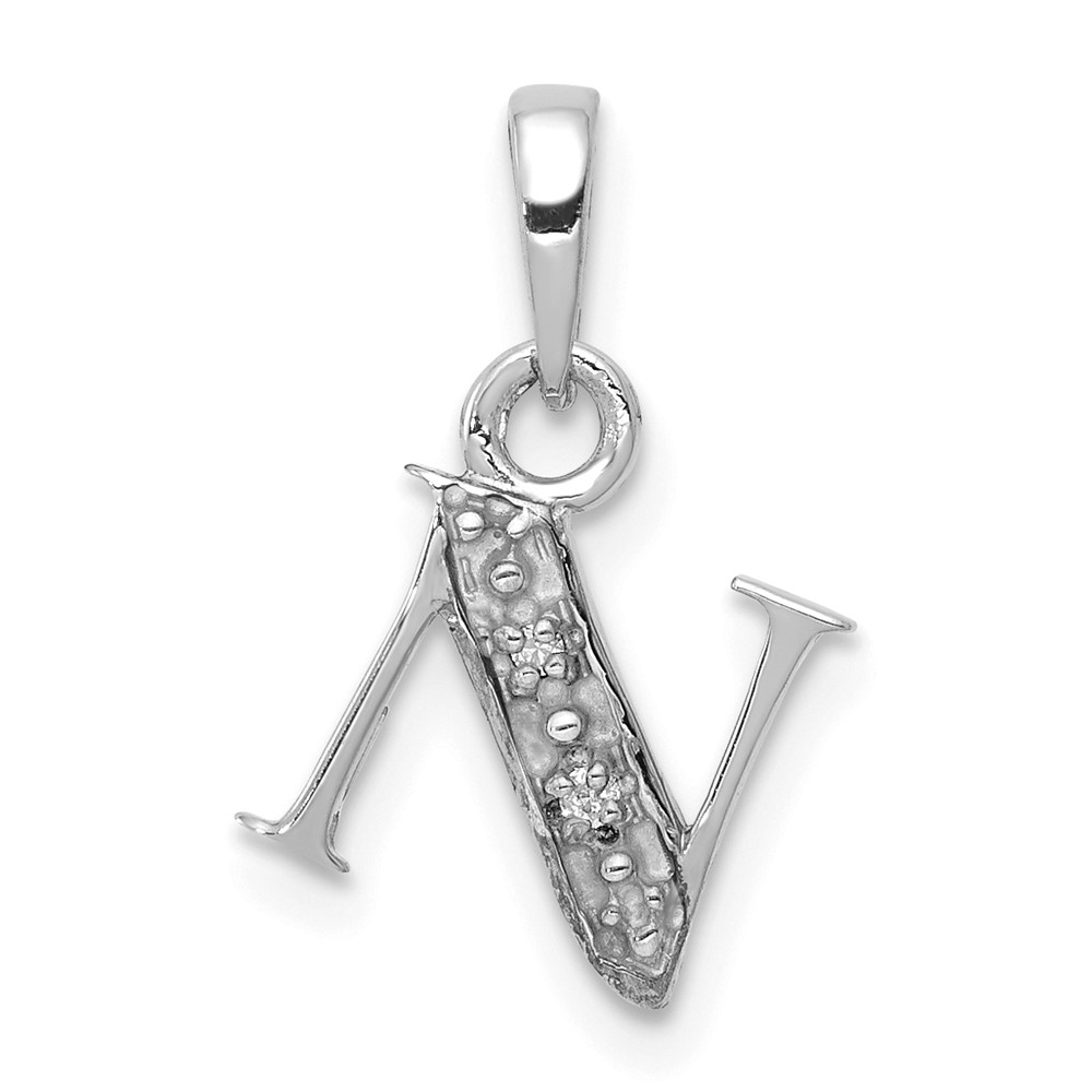 YC251N.jpg 14KW Rhodium-plated Diamond Letter N Initial Pendant - Image 1